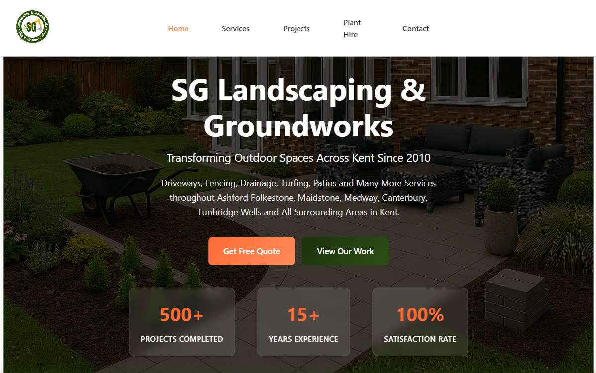 SG Landscaping webpage